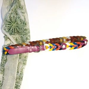 Vtg Colorful Woven Leather Circle Adjustable Belt